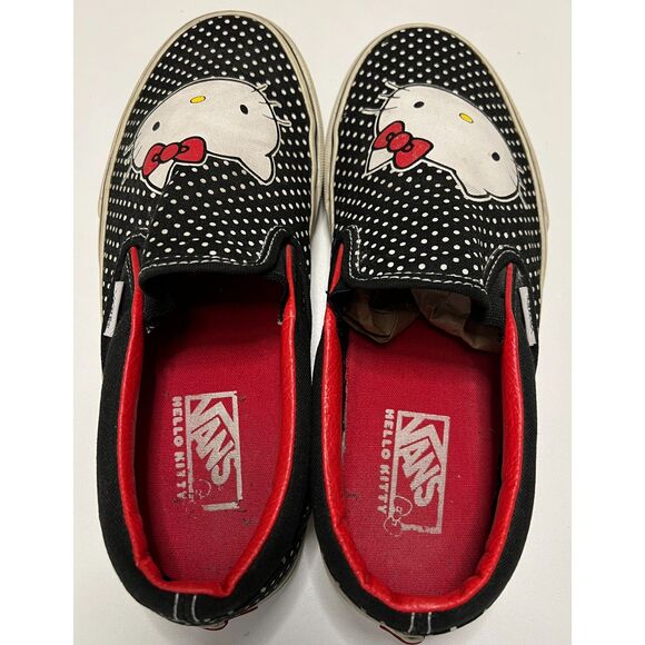 Vans black and white polka dot Hello Kitty classic slip-ons. Size 5.5(M); 7(W). - Picture 3 of 8